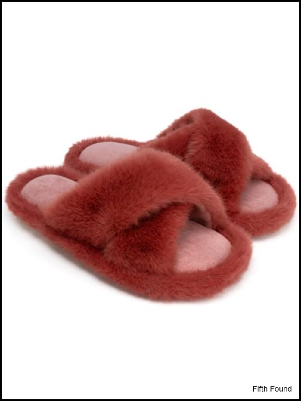 Memory Foam Fuzzy Cross Band Faux Fur Slippers Women Cozy House Shoes